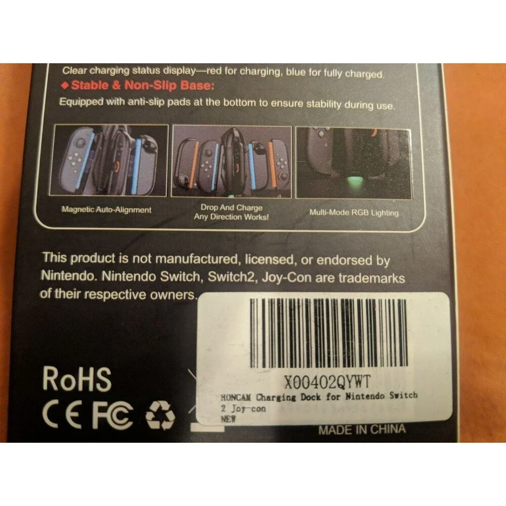 HONCAM Rocket Charger Dock, Nintendo‎ Switch  2, RGB, Four Joy-Con Charging